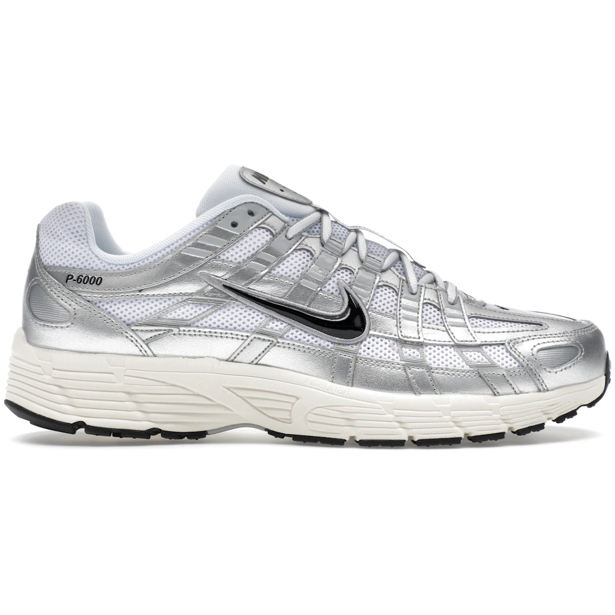 Nike P-6000 White Metallic Silver Flat Silver Black