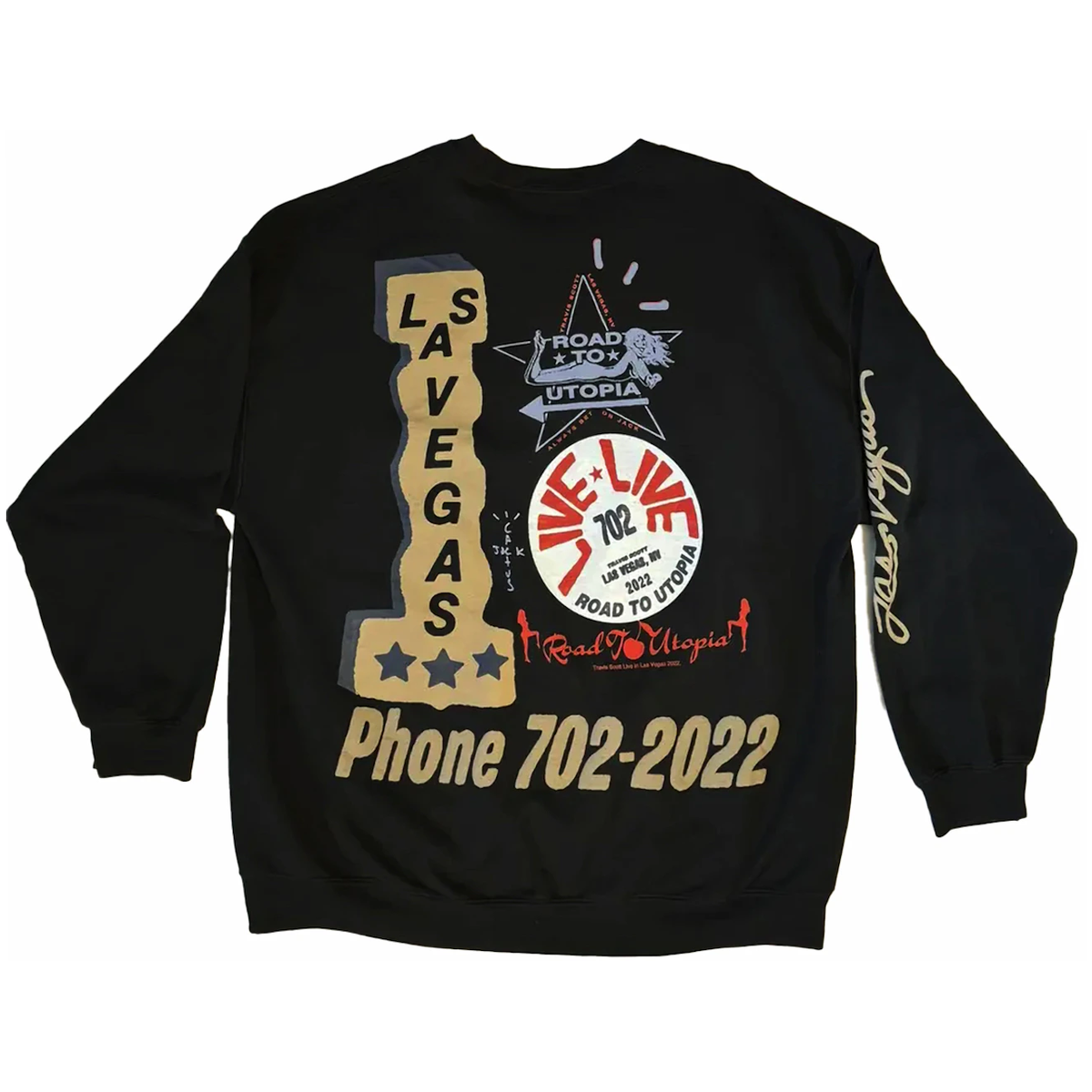 Travis Scott Road to Utopia Las Vegas Crewneck Black